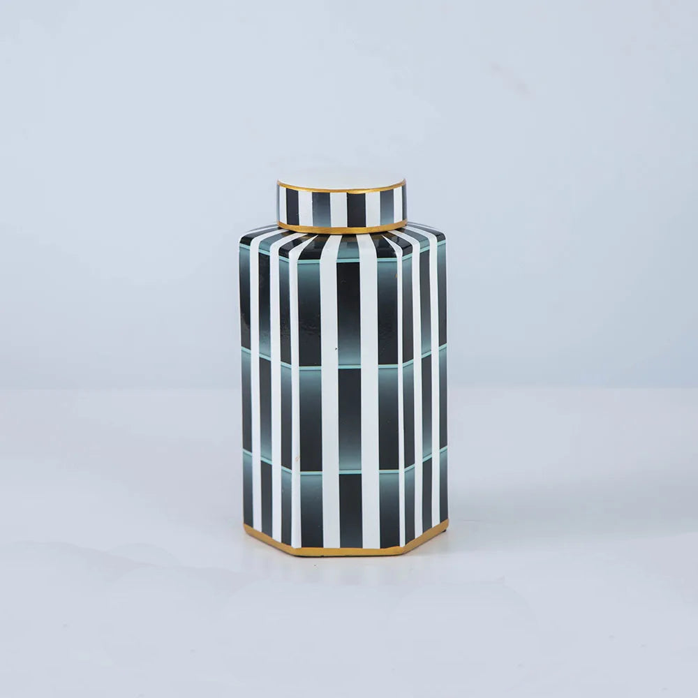 Hexagonal Striped Grid Pot Modern Minimalist Vase