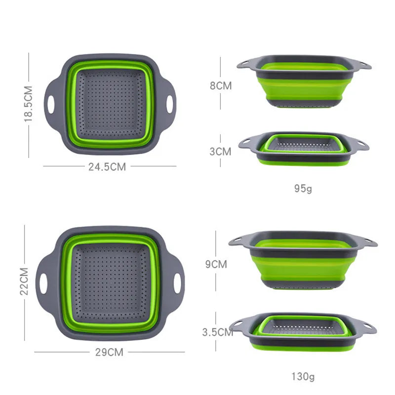 Silicone Square Folding Colander Drainer