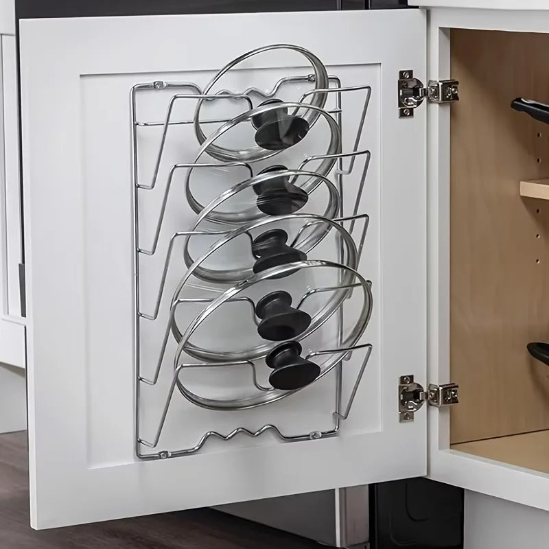 Metal Hanging Pot Lid Rack Kitchen Storage Organizer
