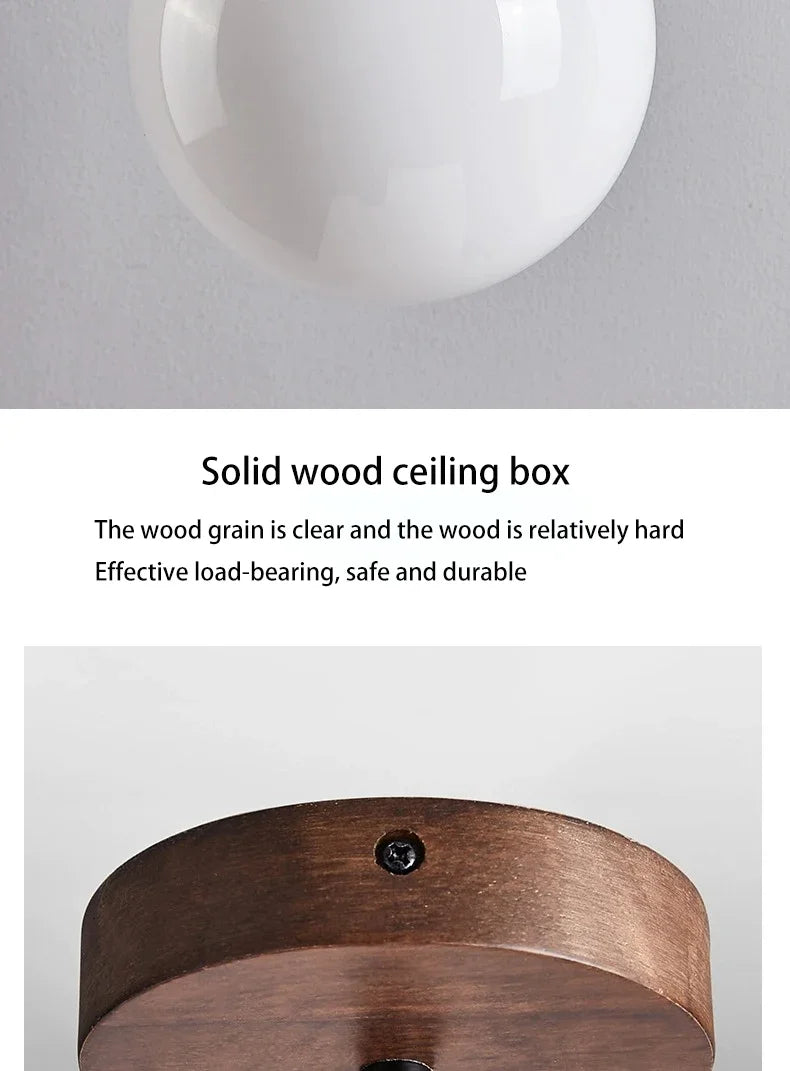 Bedside Led Chandelier Stone Wood Pendant Lamp