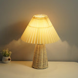 Pleated Rattan Dimmable Table Lamp