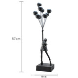 Resin Decoration Girl Statue With Flying Balloon