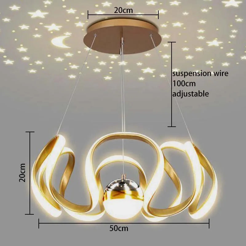 Nordic Abstract LED Bulbs Hanging Pendant Chandelier
