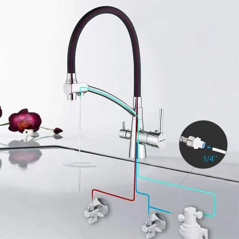 3 Way Kitchen Tap Extendible Shower Head 360° Faucet