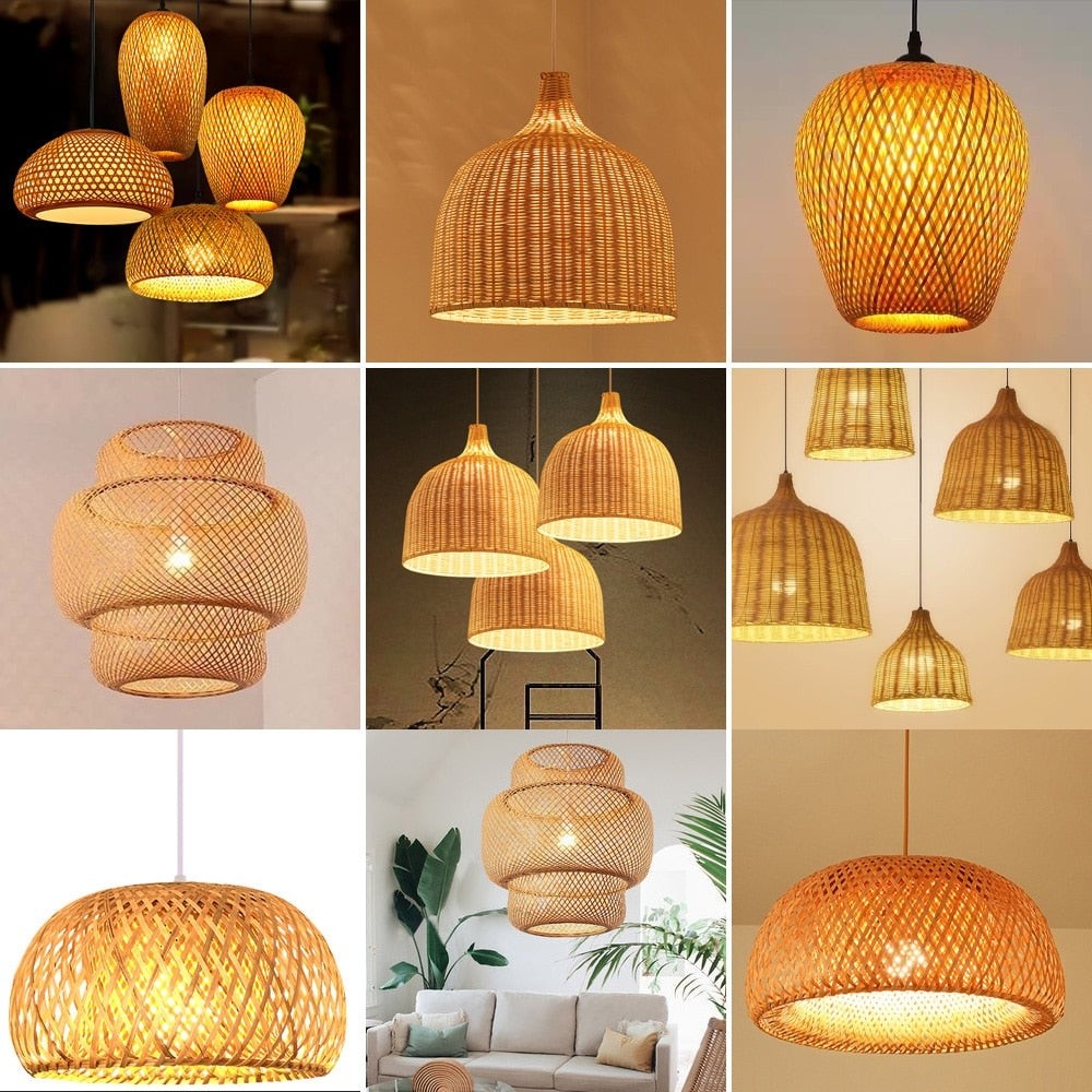 Bamboo Pendant Hand Knitted Chinese Style Lamps