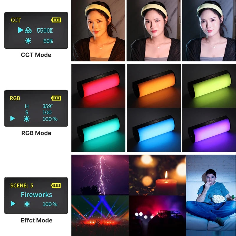 RGB Tube Portable Rechargeable Battery Fill Light