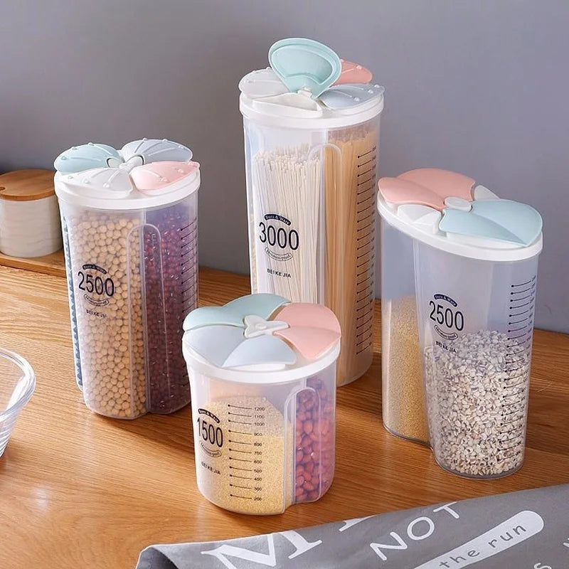 Sealed Transparent Organizers for Grains, Kitchen Supplies.