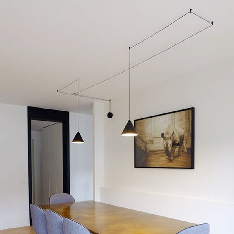 Modern Wire Geometric Led Bedside Hanging Lamp