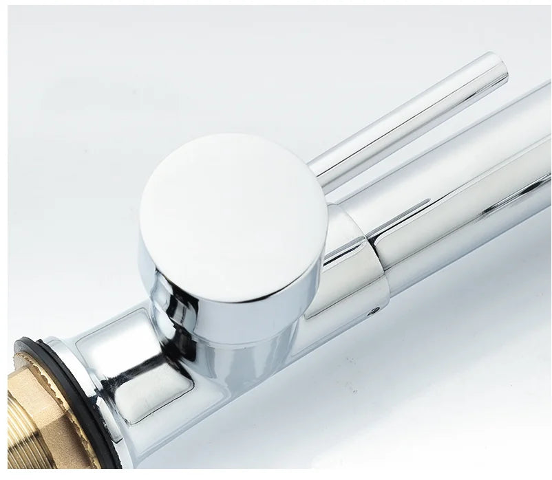 Dual Spout Handles Pull Down Deck Mounted Kitchen Sink Faucet