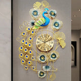 Gold Peacock Wall Clocks Luxury Movement Mechanism