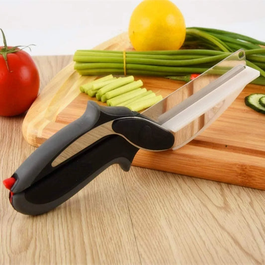 2 In 1 Multi Kitchen Tool Knife Stainless Steel Cutting Scissors