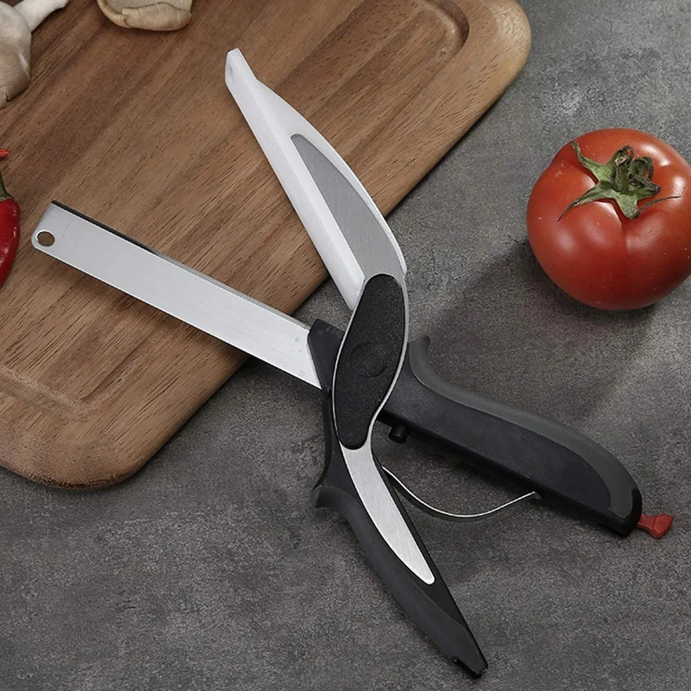 2 In 1 Multi Kitchen Tool Knife Stainless Steel Cutting Scissors