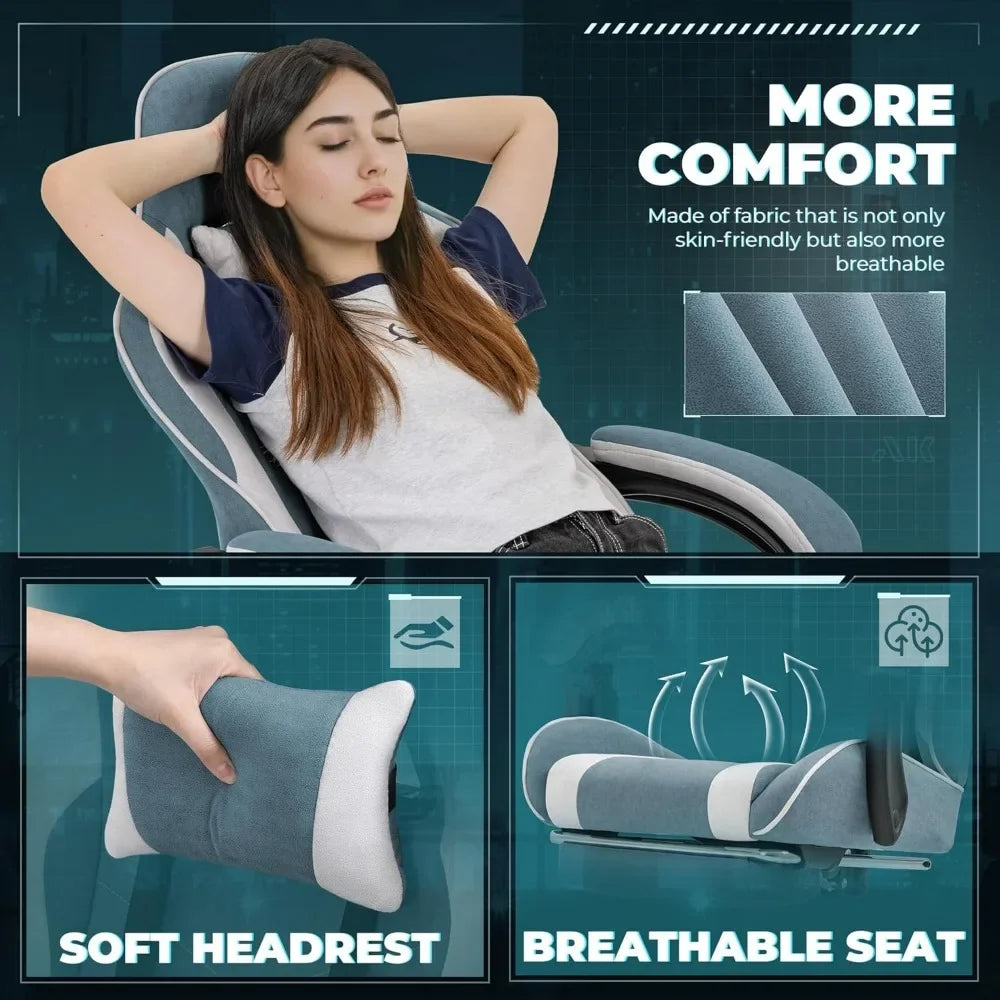 Gaming Footrest Massage Lumbar Support Office Chair