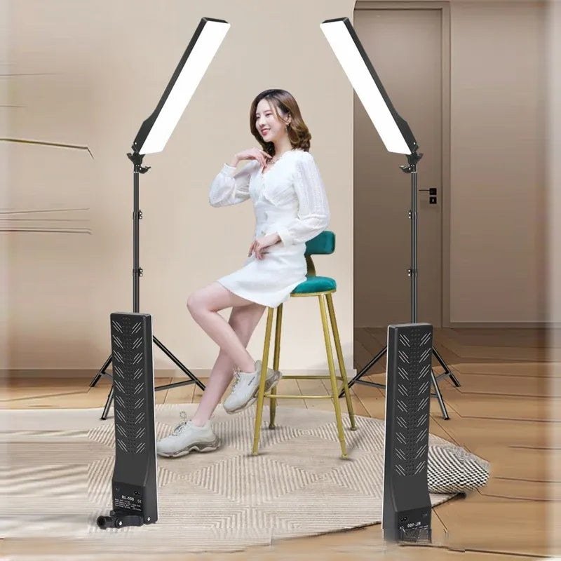 LED Rectangular Video Dimmable Lighting Kit Long Arm Tripod Stand