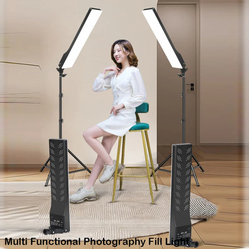 LED Rectangular Video Dimmable Lighting Kit Long Arm Tripod Stand