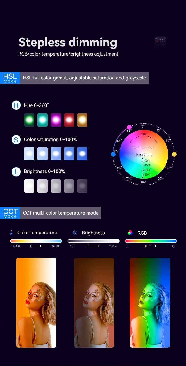 RGB LED  Remote Control Tripod Lights Lamp