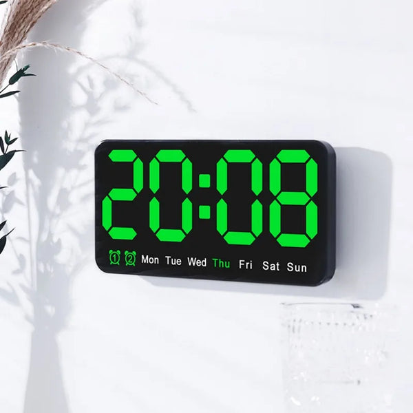 Voice Control Digital Temperature Date Alarm Wall Mounted Led Clock