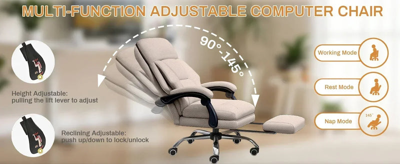 Office Adjustable Height Desk Foot Rest Recline Chair