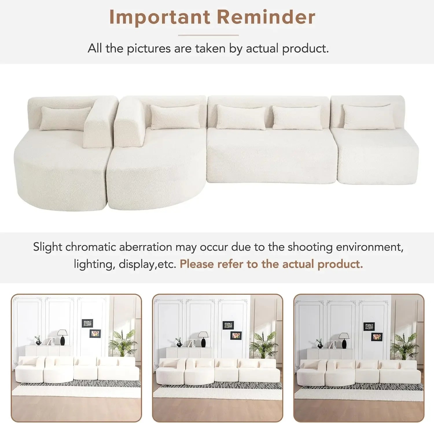 Modular Sectional L Shaped Boucle Fabric Modern Upholstered Sofa
