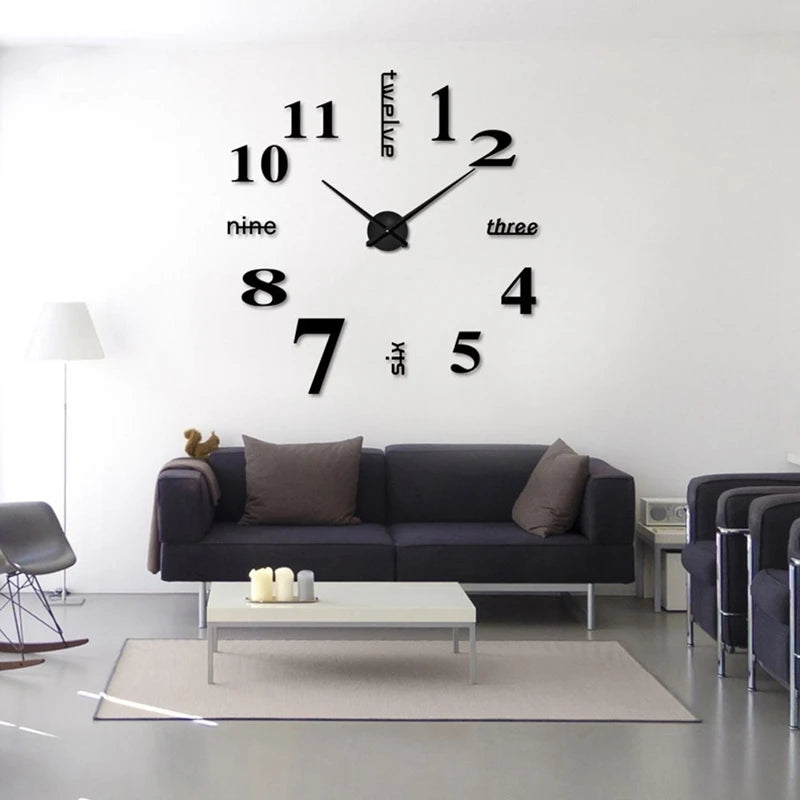 3D DIY Modern Large Acrylic Decor Numbers Wall Clock