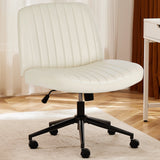 Adjustable Armless Office Wheels PU Leather Swivel Chair