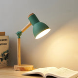 Wooden LED Turn Head Bedside Desk Reading Study Lamp