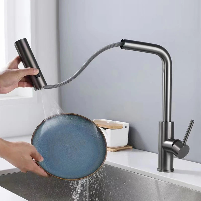 3 Mode Waterfall Crane Sensor Pull Out Sink Faucet