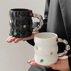Creative Gemstone Mug Luxury Glazed Ceramic With Handle