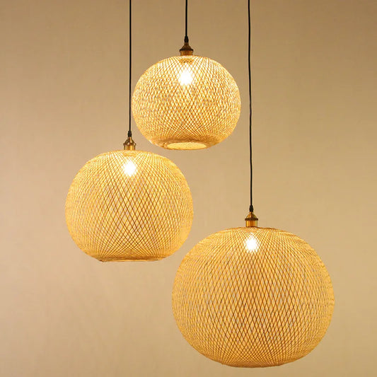 Bamboo Weaving Spherical Pendant Lamp