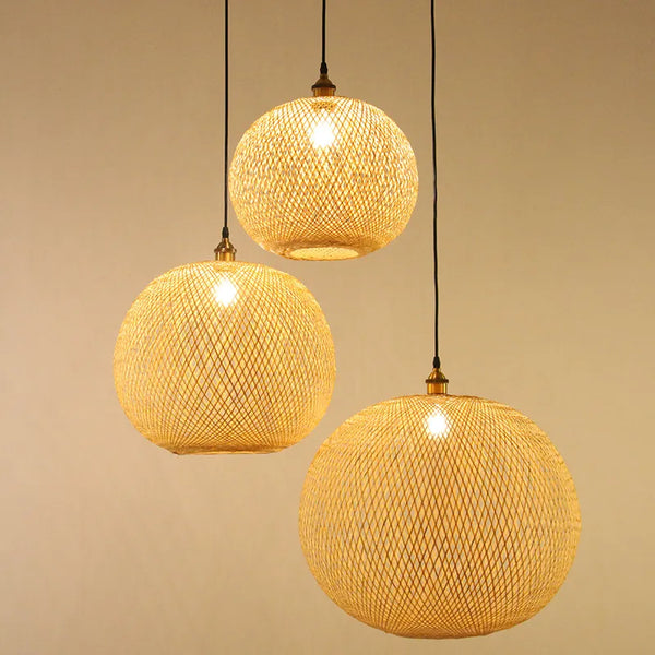 Bamboo Weaving Spherical Pendant Lamp