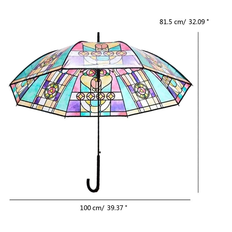 Transparent Umbrella With Colorful Geometric Abstract Design