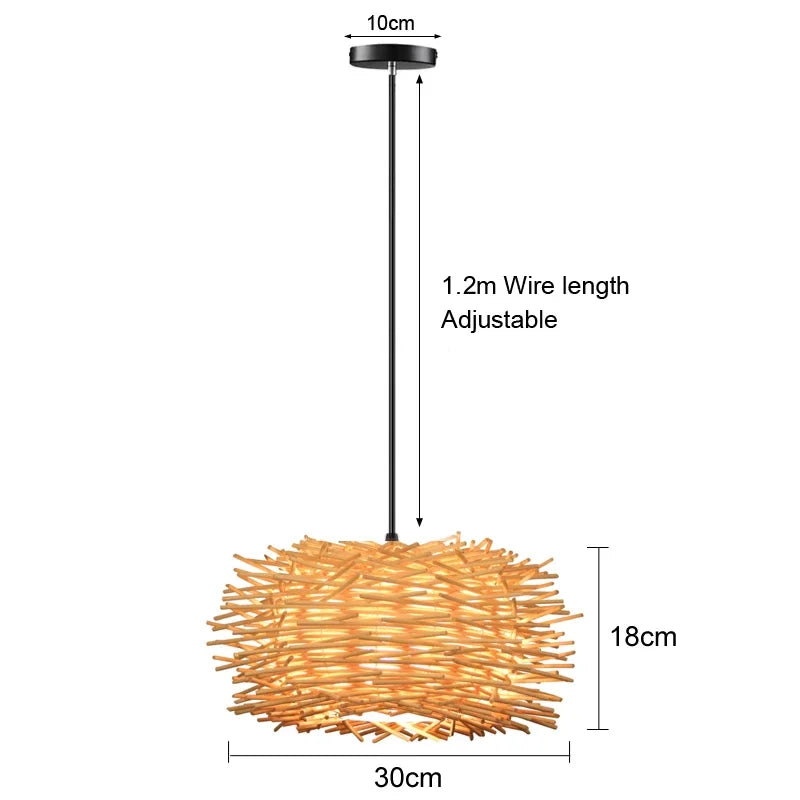 Bamboo Chandelier Pendant Wood Ceiling Lamp
