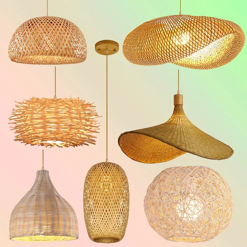 Rattan Bamboo Ceiling Hanging Lamp Pendant Light