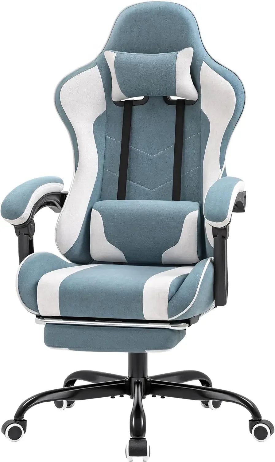 Gaming Footrest Massage Lumbar Support Office Chair