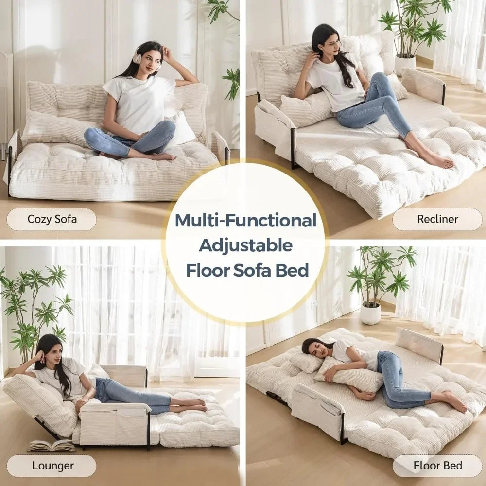 Adjustable 2 Pillows Multi Functional 5 Position Foldable Sofa