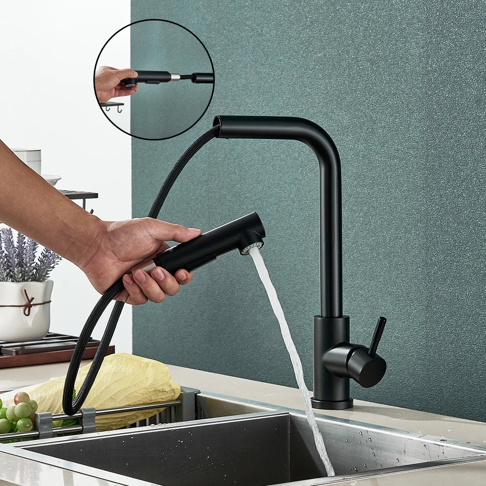 Pull Out Sprayer Nozzle Tap Deck Kitchen Sink Faucet