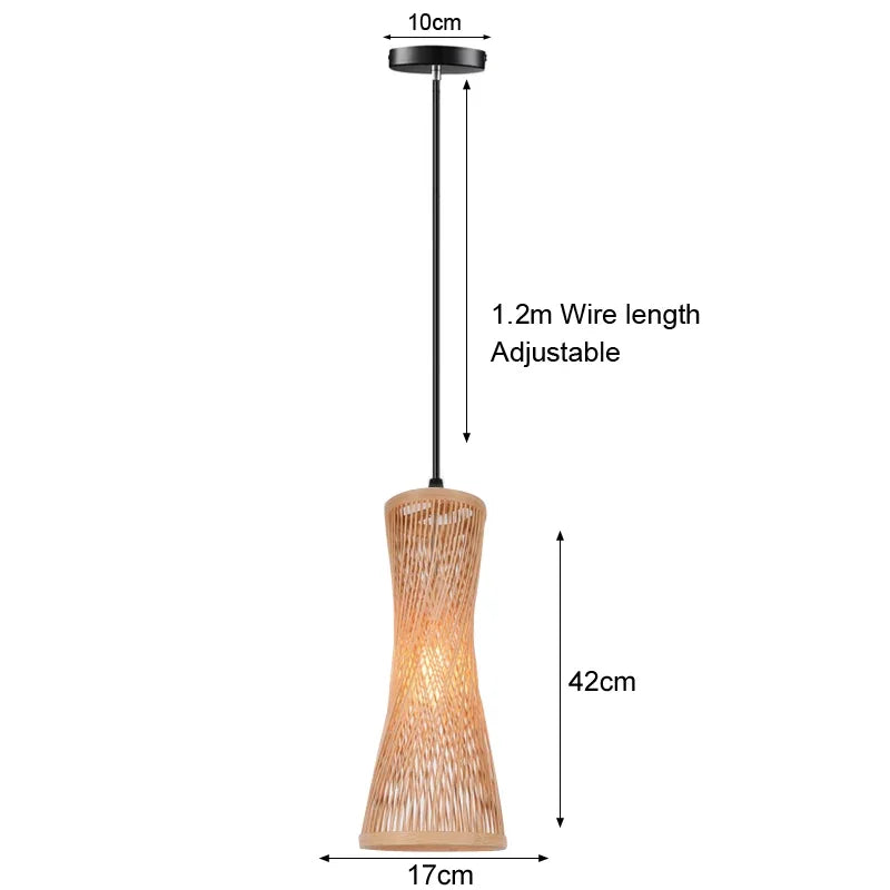 Bamboo Chandelier Pendant Wood Ceiling Lamp