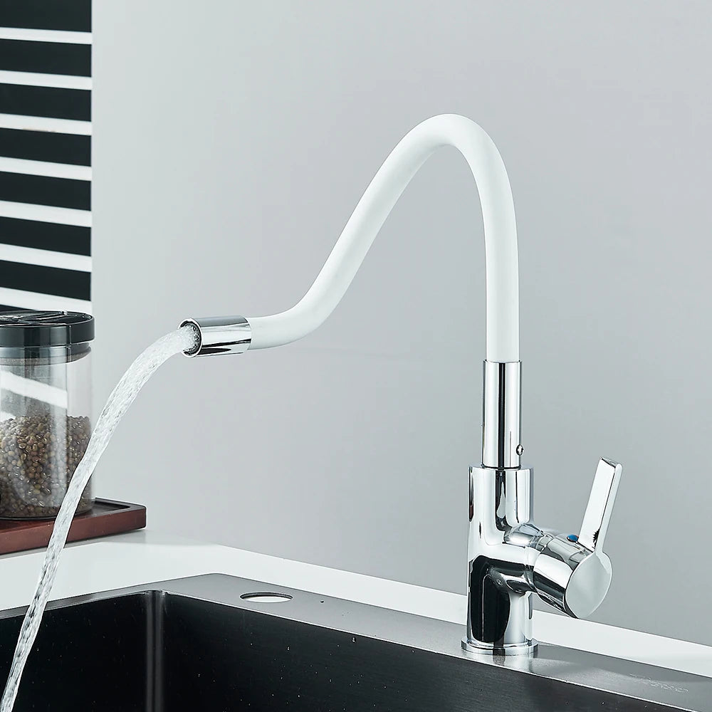 Silica Gel Rotating Deck Mount Kitchen Sink Faucet