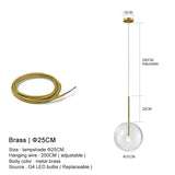 Clear Glass Ball Bedside Pendant Hanging Lamp