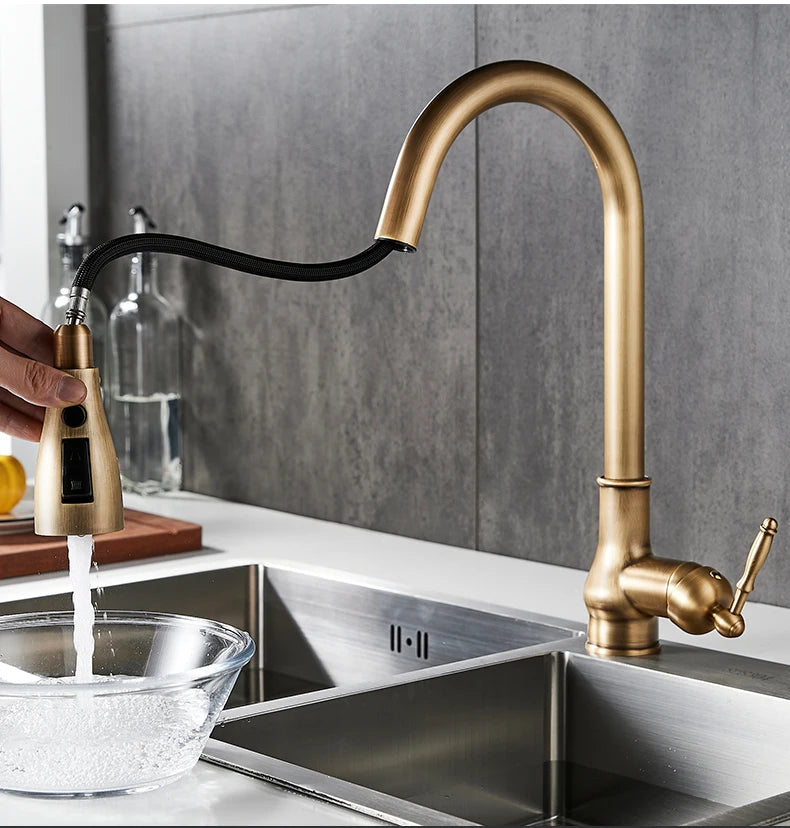 3 Water Modes Pull Out Tap Sprayer Kitchen Faucet