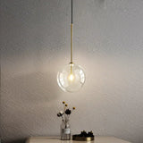 Clear Glass Ball Bedside Pendant Hanging Lamp