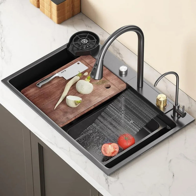 Kitchen Sink with Stainless Steel Accessories Gourmet Faucet