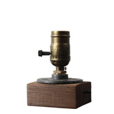 Industrial LED With Switch Wood Base Desk Lamp