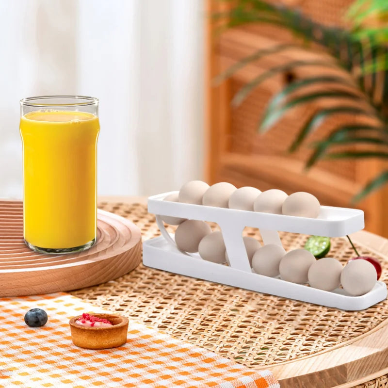 Automatic Moving Egg Rack Roll Up Organizer