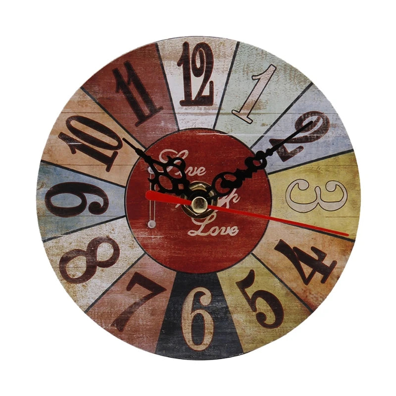 Wooden Country Retro Rustic Hanging Wall Clock