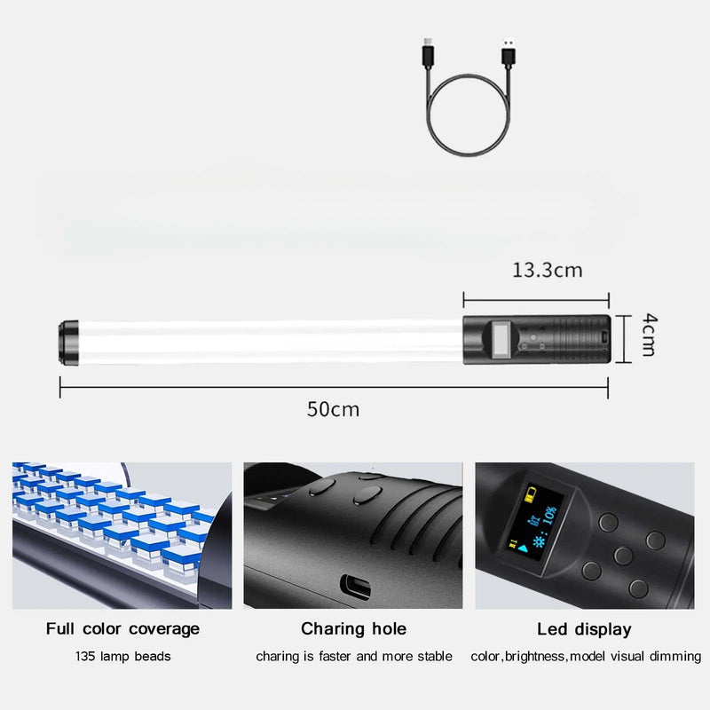 RGB LED Tube Light Stick Dimming Rechargeable Battery Tripod