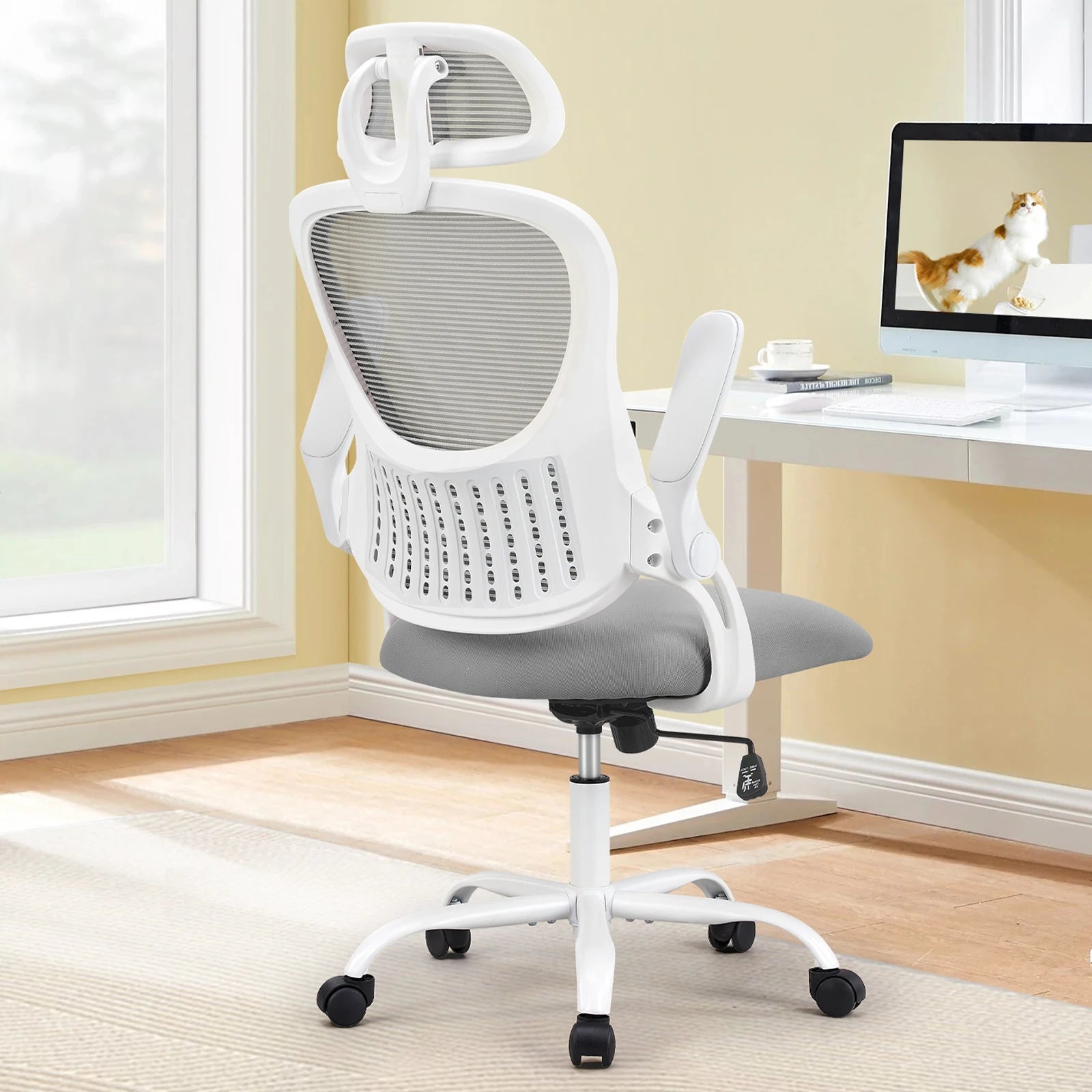 Ergonomic Office Flip Up Arm Adjustable Headrest Chair