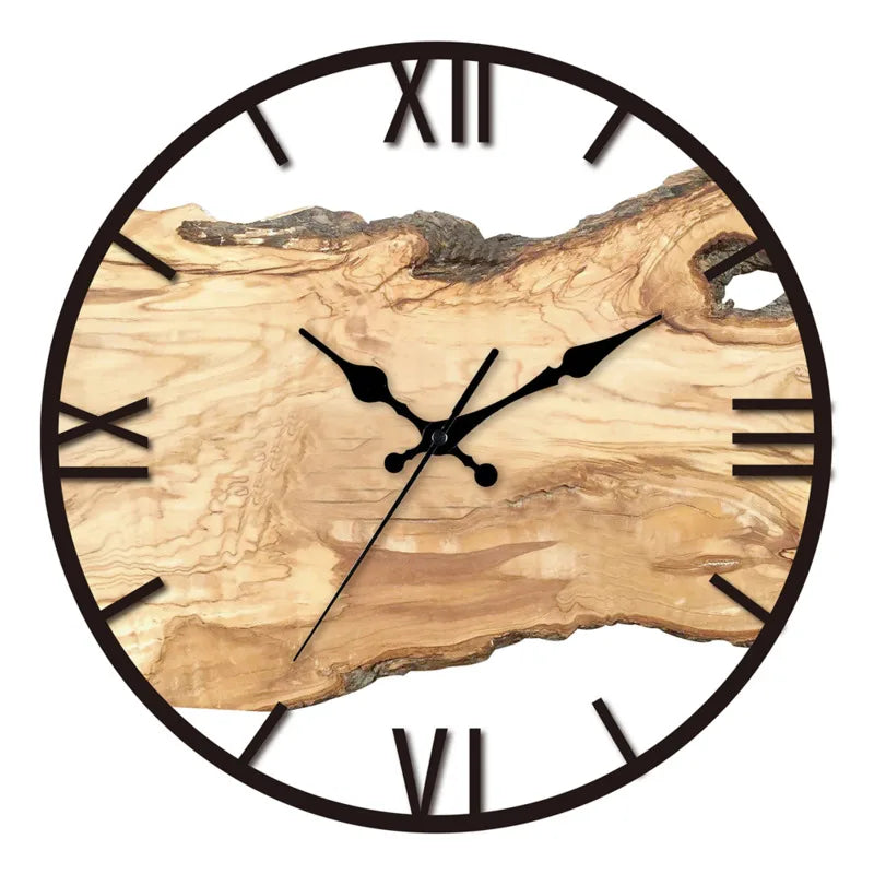 Transparent Acrylic Wood Water Painting Silent Movement Wall Clock