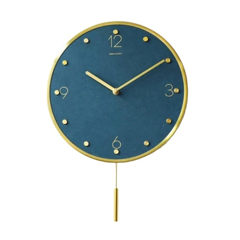 Wall Clock Classic Metallic Nordic Vintage Metal Pendulum