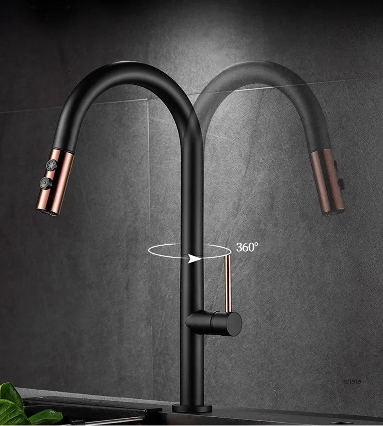 Touch Pull Out Sensor Water Tap Rotate Faucet